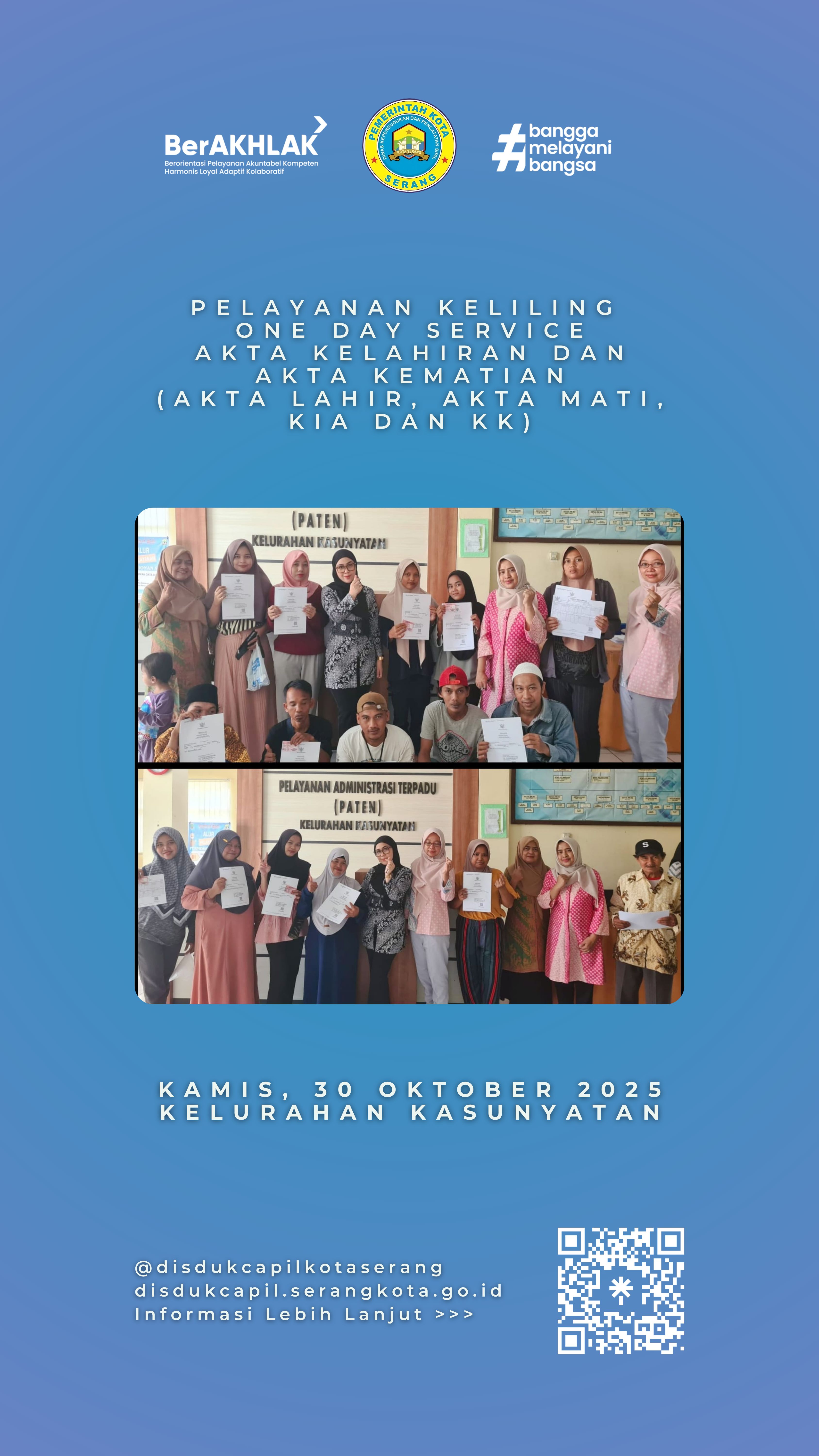 Disdukcapil Kota Serang Serahkan Dokumen Kependudukan Hasil Pelayanan One Day Service di Kelurahan Kasunyatan