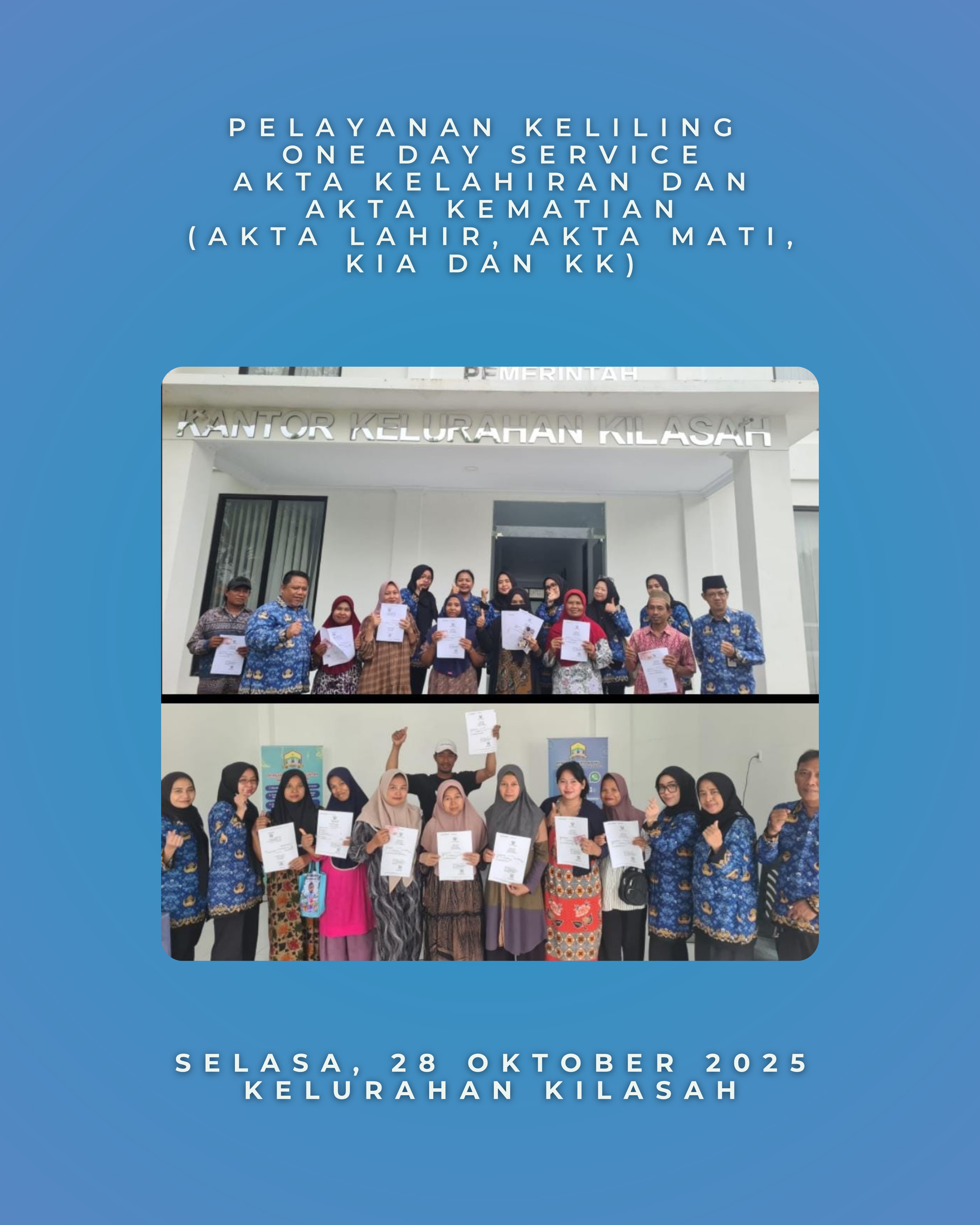 Disdukcapil Kota Serang Serahkan Dokumen Hasil Pelayanan One Day Service kepada Warga Kelurahan Kilasah