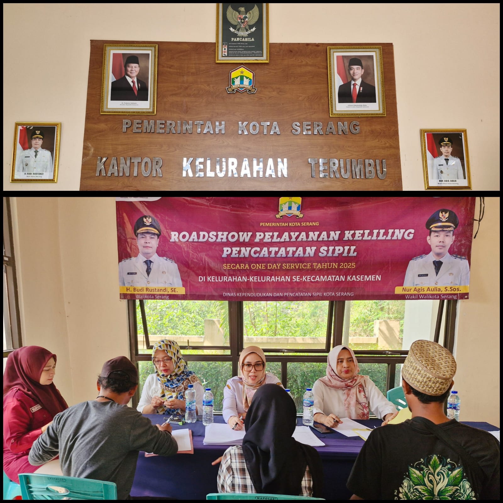 Disdukcapil Kota Serang Serahkan Hasil Dokumen One Day Service Catatan Sipil kepada Warga Kelurahan Terumbu