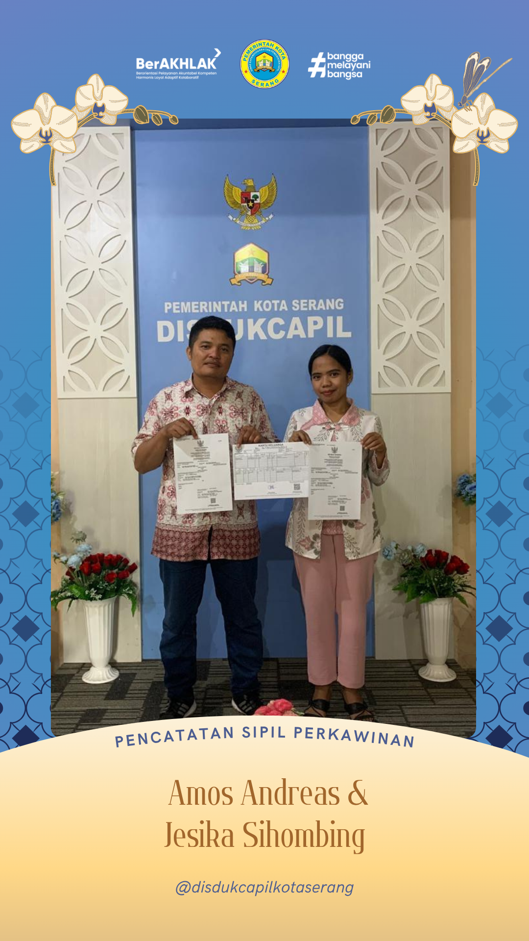 Satu Langkah Menuju Keluarga Tertib Administrasi: Pencatatan Sipil Pernikahan Amos Andreas dan Jesika Sihombing