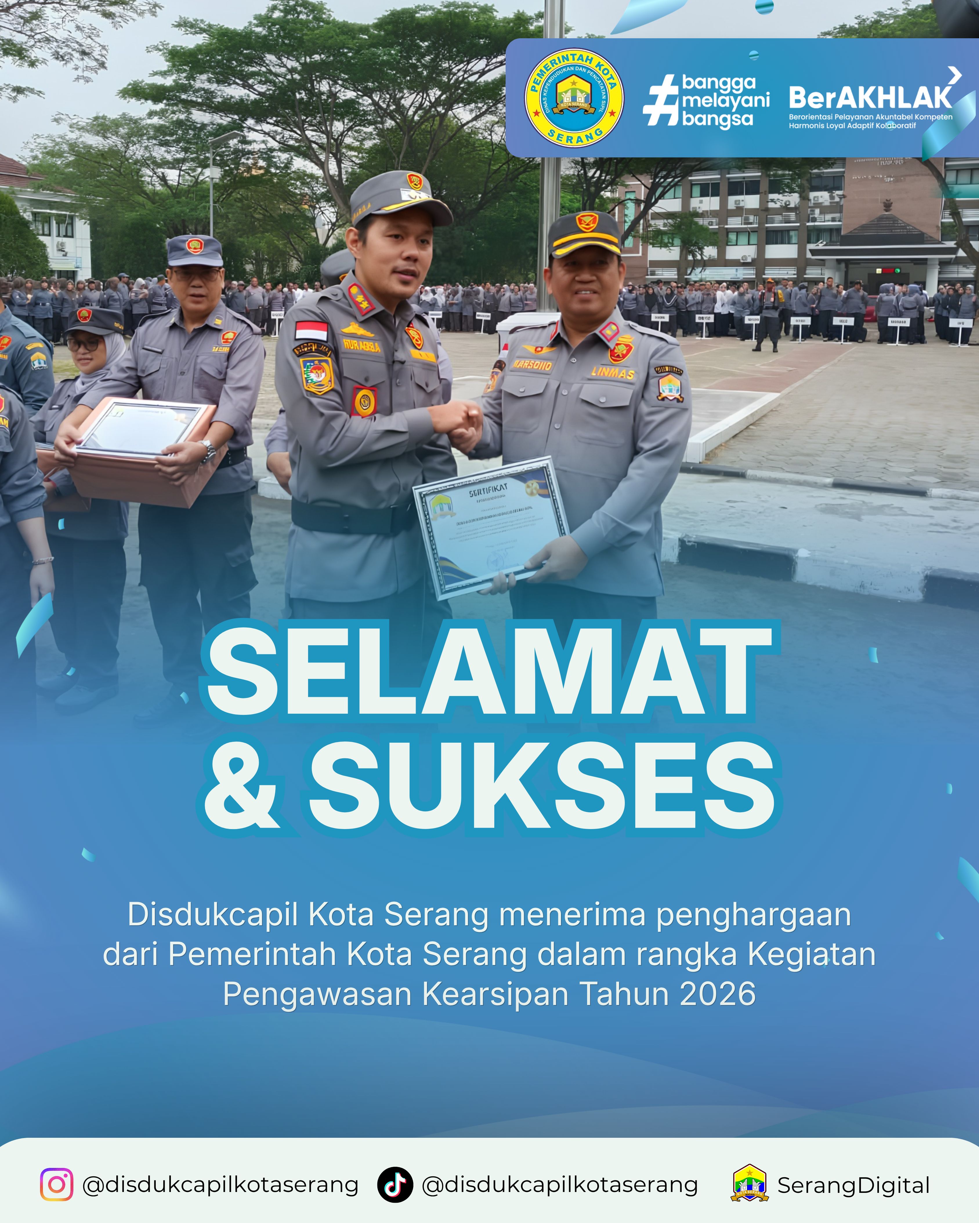 Disdukcapil Kota Serang Raih Penghargaan Kearsipan 2026
