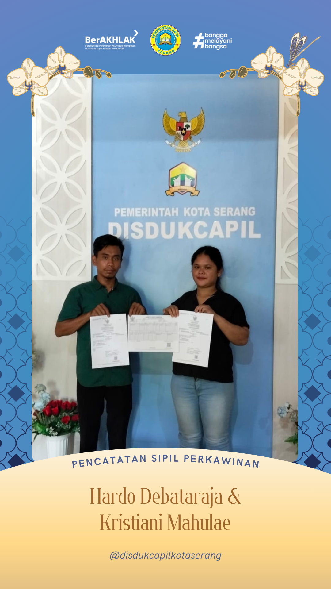 Disdukcapil Kota Serang Pastikan Legalitas Perkawinan Pasangan Hardo Debataraja dan Kristiani Mahulae