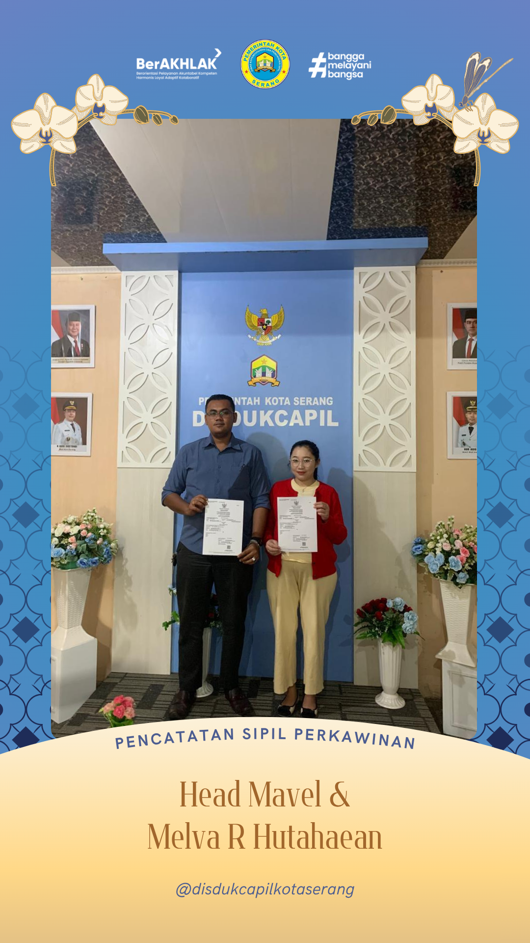 Resmi Secara Negara, Pasangan Head Mavel dan Melva R Hutahaean Laksanakan Pencatatan Sipil di Kota Serang