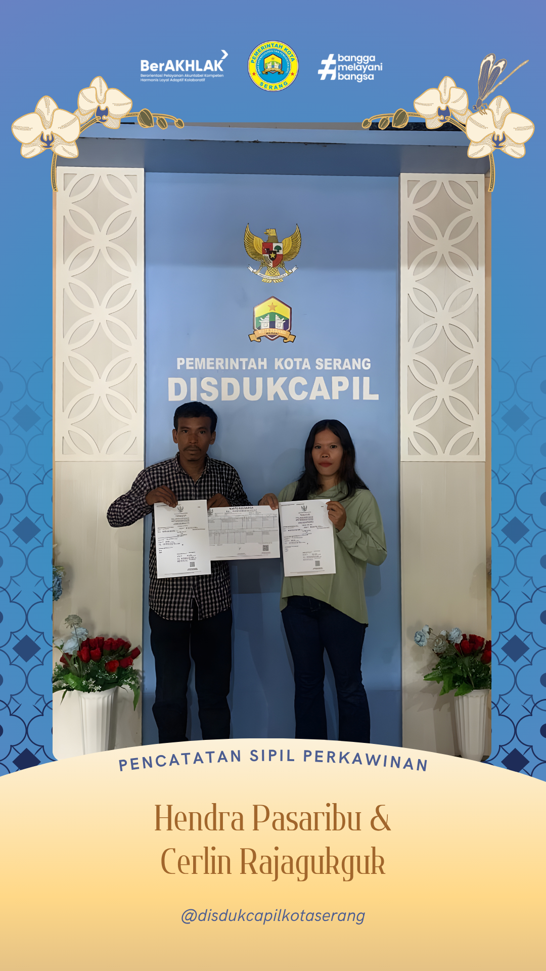 Sah Secara Hukum! Disdukcapil Kota Serang Fasilitasi Pencatatan Sipil Perkawinan Hendra Pasaribu & Cerlin Rajagukguk
