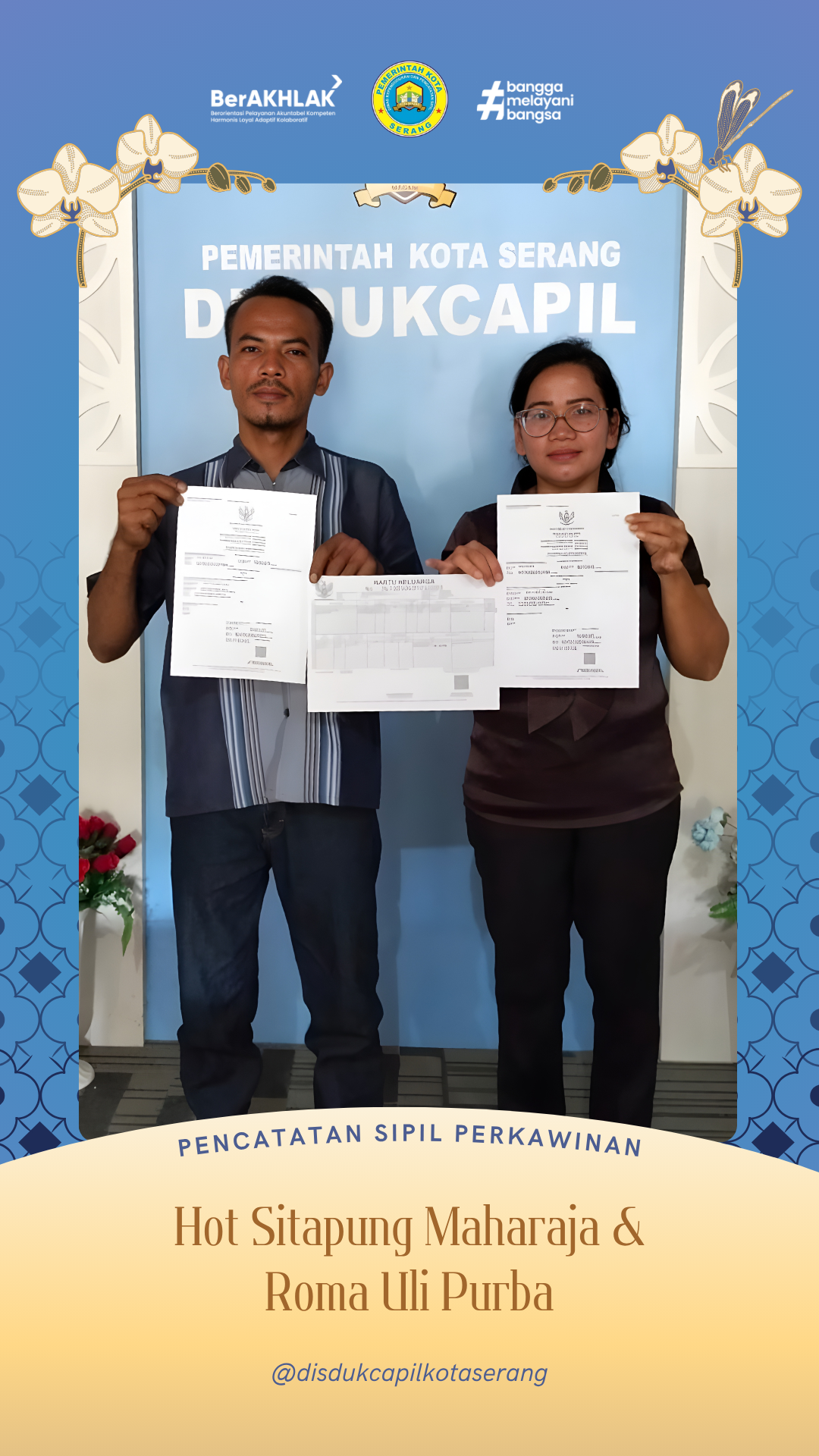 Resmi Secara Hukum: Bahagianya Hot Sitapung Maharaja & Roma Uli Purba Usai Catatkan Pernikahan di Disdukcapil Kota Serang