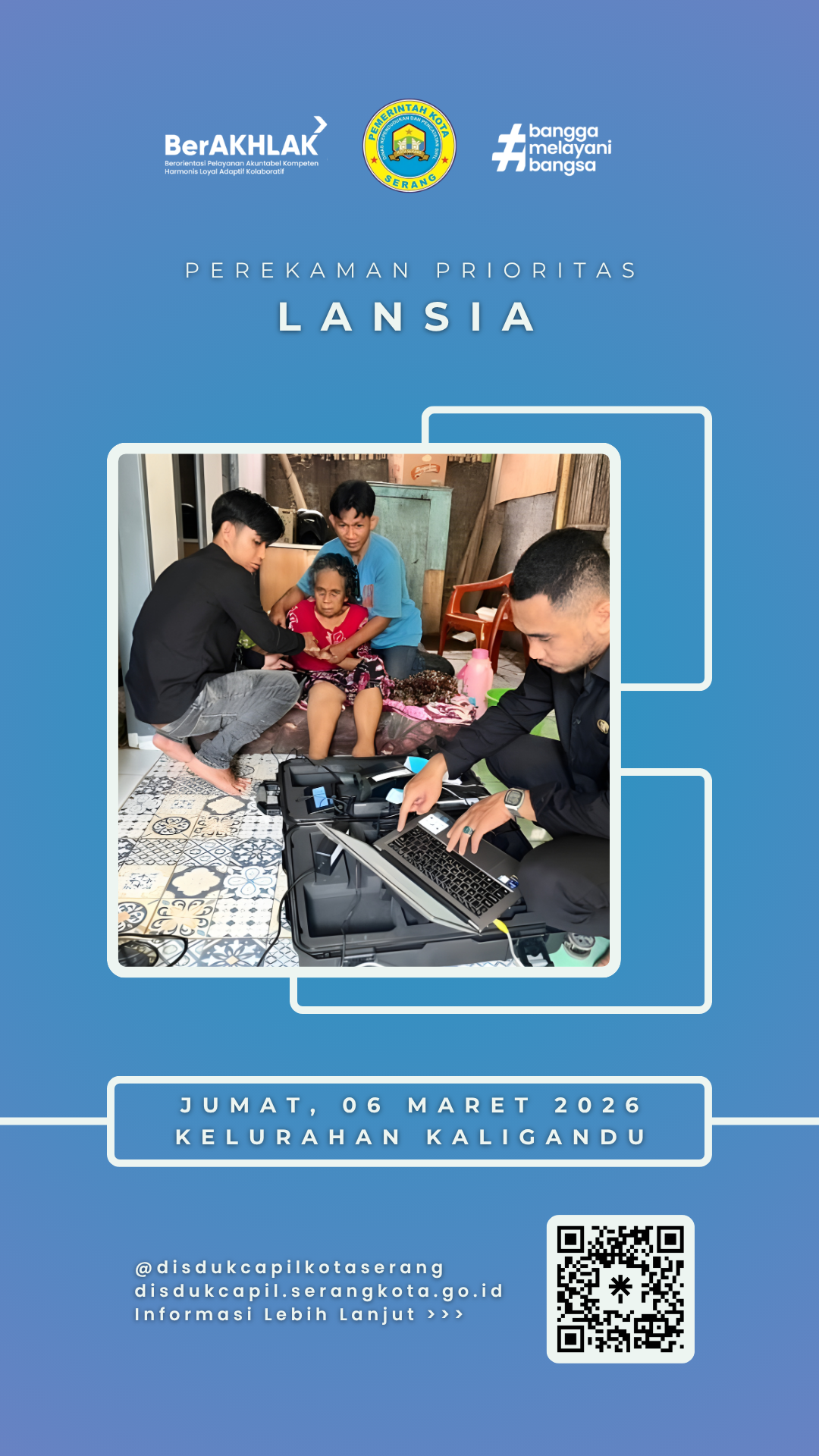 Wujud Kepedulian, Disdukcapil Kota Serang Jemput Bola Perekaman KTP-el bagi Lansia di Kaligandu