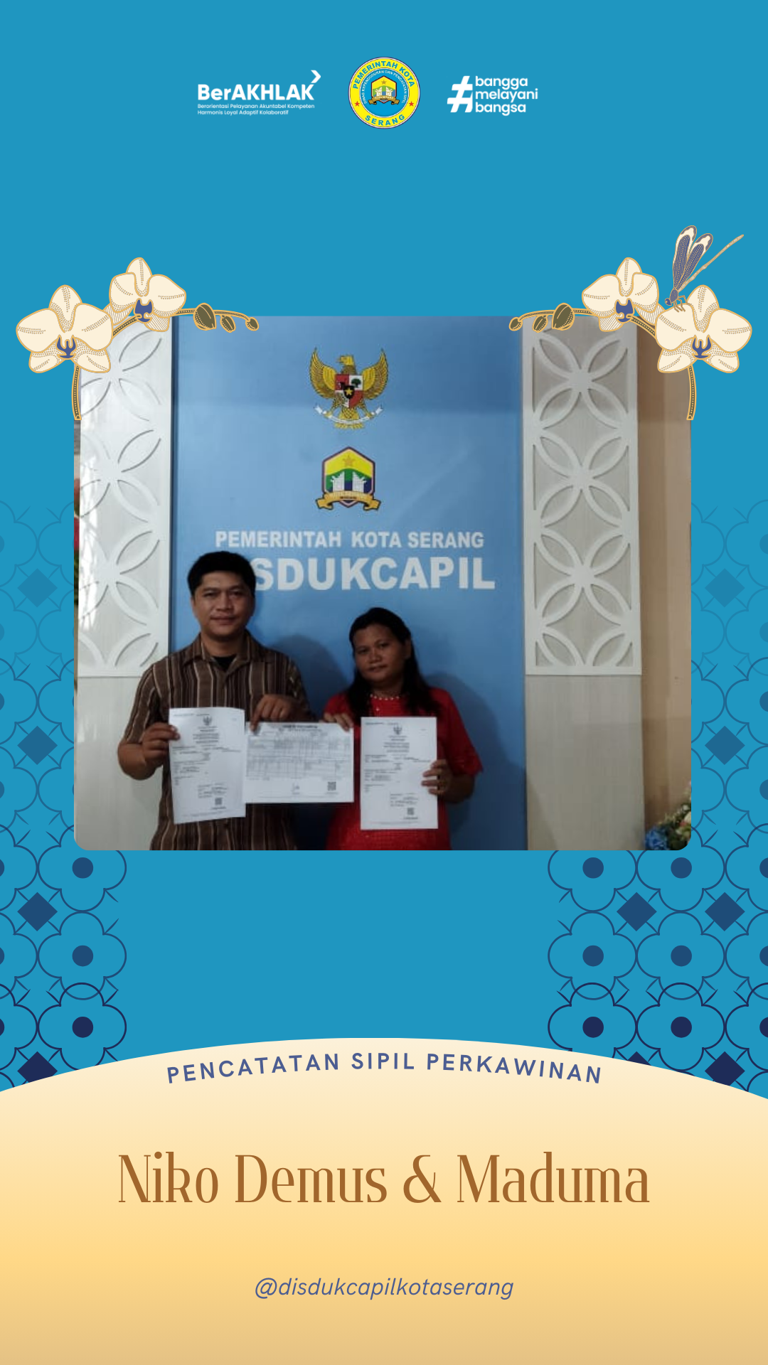 Pencatatan Sipil Perkawinan Pasangan Niko Demus & Maduma