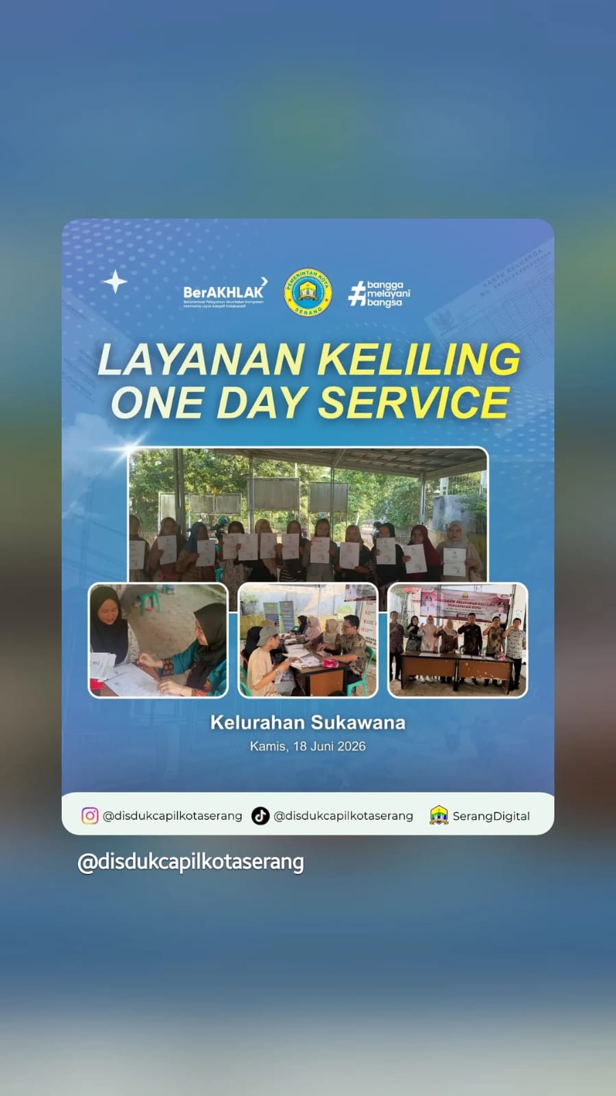 Layanan Keliling One Day Service Disdukcapil Kota Serang Hadir di Kelurahan Sukawana